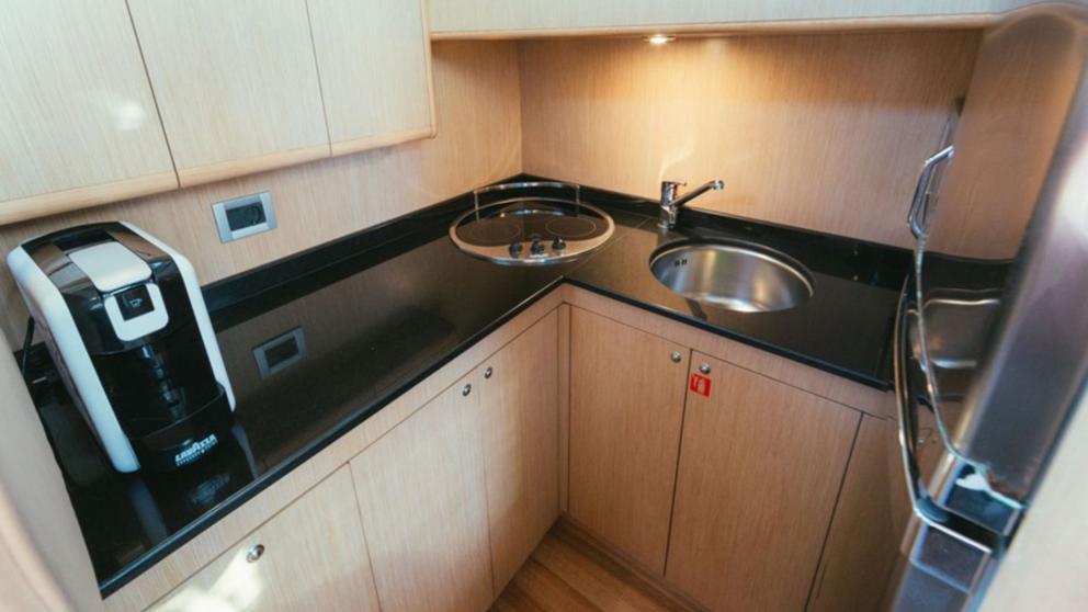 Kitchen area of the motor yacht Bluebell
