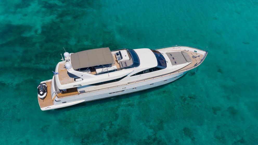 Top view of the luxury motor yacht Freedom