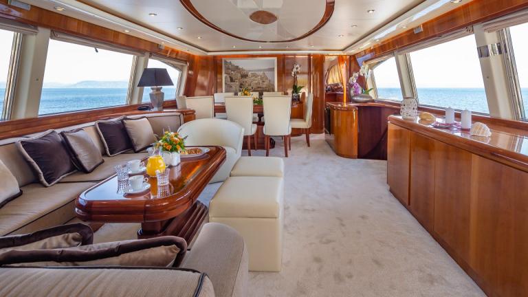 Comfortable salon of the luxury motor yacht Efmaria picture 1