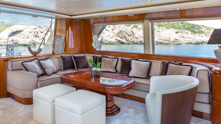 Comfortable salon of the luxury motor yacht Efmaria picture 2