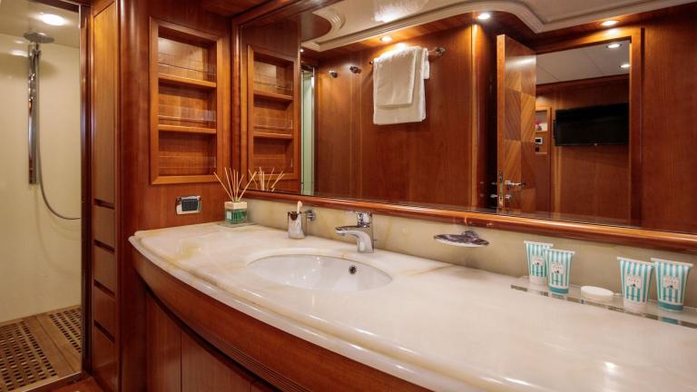 Guest lavatory of the luxury motor yacht Freedom