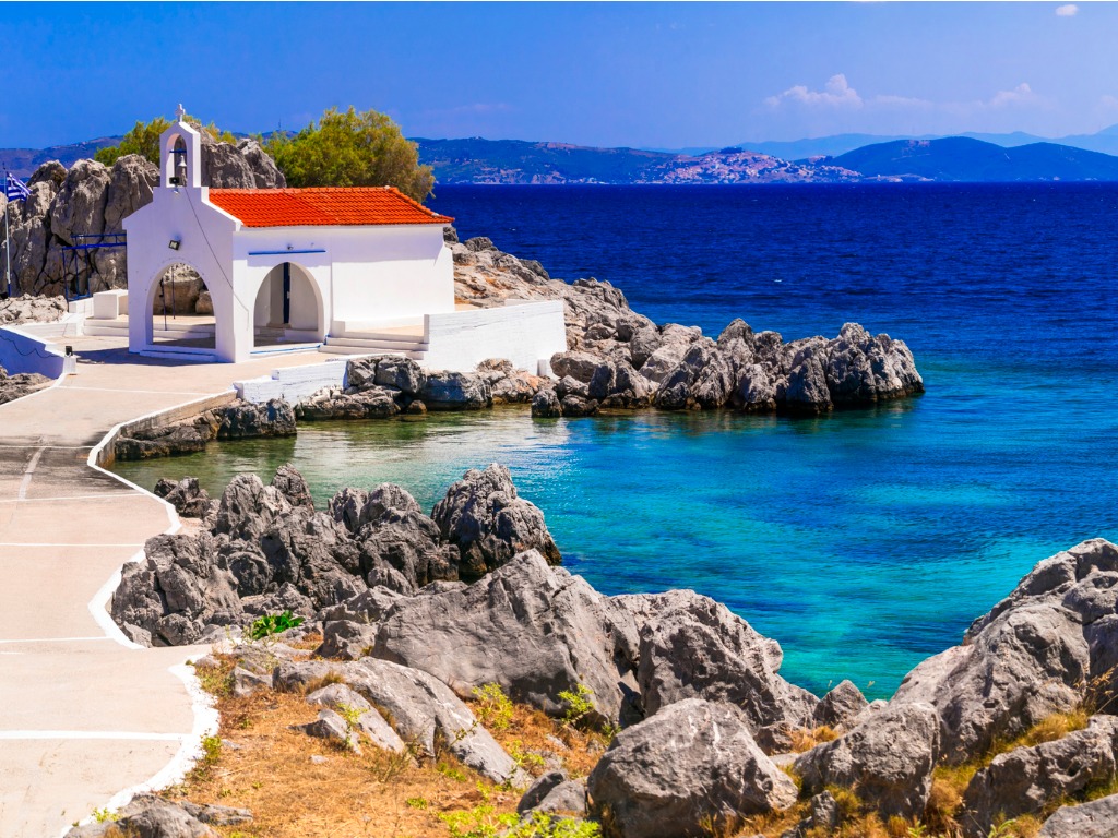 Authentic traditional Greek islands - unspoilt Chios, small church Agios Isidoros