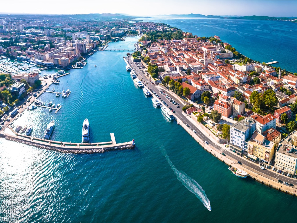 Zadar Şehri Havadan Panoramik Görünüm